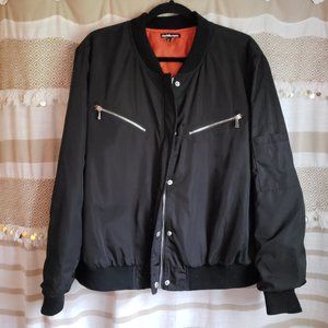 Charlotte Russe | Padded Black Zip Bomber Jacket